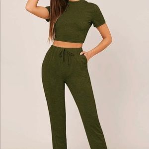 Crop top & tie waist pants set